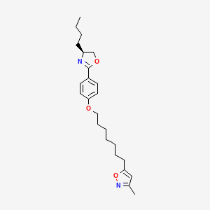 molecular formula C24H34N2O3 B12682247 Isoxazole, 5-(7-(4-((4S)-4-butyl-4,5-dihydro-2-oxazolyl)phenoxy)heptyl)-3-methyl- CAS No. 112270-45-8