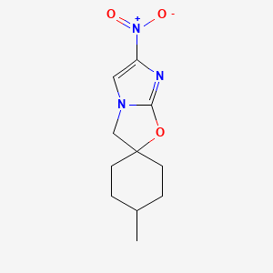 molecular formula C11H15N3O3 B12682382 Spiro(cyclohexane-1,2'(3'H)-imidazo(2,1-b)oxazole), 4-methyl-6'-nitro- CAS No. 127692-25-5