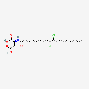 molecular formula C22H39Cl2NO5 B12682454 N-(9,10-Dichloro-1-oxooctadecyl)-L-aspartic acid CAS No. 93804-79-6