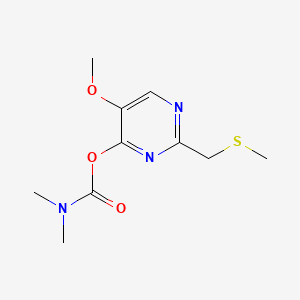 molecular formula C10H15N3O3S B12682557 5-Methoxy-2-((methylthio)methyl)-4-pyrimidinyl dimethylcarbamate CAS No. 77249-07-1
