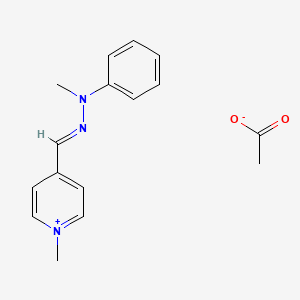 molecular formula C16H19N3O2 B12682579 1-Methyl-4-((methylphenylhydrazono)methyl)pyridinium acetate CAS No. 93981-00-1