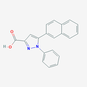 molecular formula C20H14N2O2 B126826 5-Naphthalen-2-yl-1-phenyl-1H-pyrazole-3-carboxylic acid CAS No. 144252-16-4