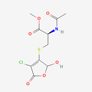 molecular formula C10H12ClNO6S B12682620 N-Acetyl-S-(4-chloro-2,5-dihydro-2-hydroxy-5-oxo-3-furanyl)-L-cysteine methyl ester CAS No. 142762-80-9