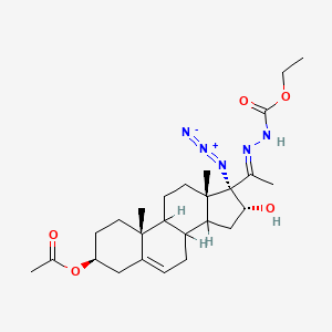 molecular formula C26H39N5O5 B12682661 Ethyl (3beta-acetoxy-17-azido-16alpha-hydroxypregn-5-en-20-ylidene)carbazate CAS No. 63973-99-9