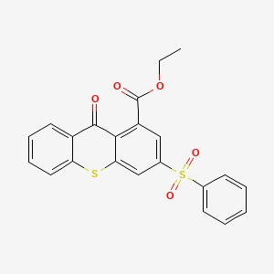 molecular formula C22H16O5S2 B12682685 Ethyl 9-oxo-3-(phenylsulphonyl)-9H-thioxanthene-1-carboxylate CAS No. 81116-48-5
