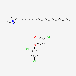 molecular formula C32H50Cl3NO2 B12682837 Ethylhexadecyldimethylammonium 5-chloro-2-(2,4-dichlorophenoxy)phenolate CAS No. 94158-09-5