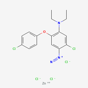 molecular formula C16H16Cl5N3OZn B12682912 2-Chloro-5-(4-chlorophenoxy)-4-(diethylamino)benzenediazonium trichlorozincate CAS No. 3317-47-3
