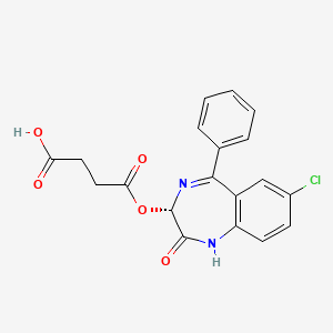 molecular formula C19H15ClN2O5 B12683000 Oxazepam hemisuccinate, (+)- CAS No. 51990-98-8