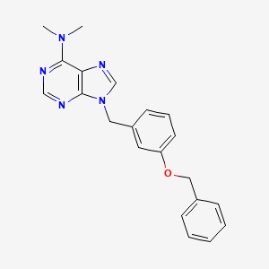 molecular formula C21H21N5O B12683128 9H-Purin-6-amine, N,N-dimethyl-9-((3-(phenylmethoxy)phenyl)methyl)- CAS No. 112089-22-2