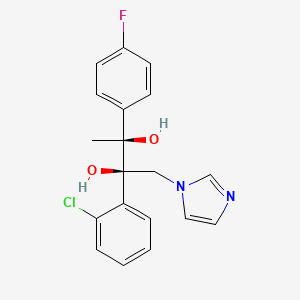 molecular formula C19H18ClFN2O2 B12683129 2,3-Butanediol, 2-(2-chlorophenyl)-3-(4-fluorophenyl)-1-(1H-imidazol-1-yl)-, (2R,3S)- CAS No. 107680-19-3