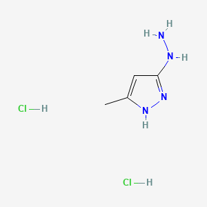 molecular formula C4H10Cl2N4 B12683145 1,2-Dihydro-5-methyl-3H-pyrazol-3-one hydrazone dihydrochloride CAS No. 94313-67-4