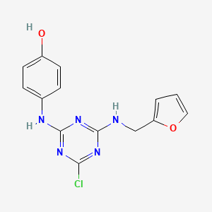 molecular formula C14H12ClN5O2 B1268316 4-{4-Chloro-6-[(furan-2-ylmethyl)-amino]-[1,3,5]-triazin-2-ylamino}-phenol CAS No. 311788-82-6