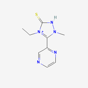 molecular formula C9H12N5S+ B12683172 4-Ethyl-1-methyl-5-(2-pyrazinyl)-1,2-dihydro-3H-1,2,4lambda(5)-triazole-3-thione CAS No. 79998-03-1
