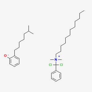 molecular formula C35H57Cl2NO B12683196 [dichloro(phenyl)methyl]-dodecyl-dimethylazanium;2-(6-methylheptyl)phenolate CAS No. 94086-44-9