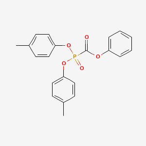 molecular formula C21H19O5P B12683269 Phosphinecarboxylic acid, bis(4-methylphenoxy)-, phenyl ester, oxide CAS No. 74270-17-0