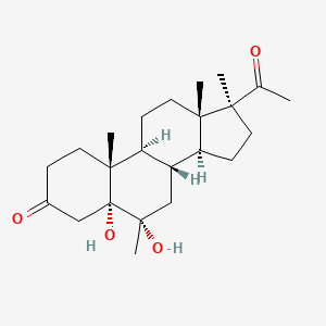 molecular formula C23H36O4 B12683289 Pregnane-3,20-dione, 5,6-dihydroxy-6,17-dimethyl-, (5alpha,6beta)- CAS No. 3577-69-3