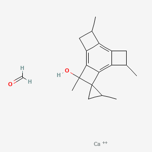 molecular formula C19H24CaO2+2 B12683372 Calcium;formaldehyde;2,3',7',11'-tetramethylspiro[cyclopropane-1,4'-tetracyclo[8.2.0.02,5.06,9]dodeca-1,5,9-triene]-3'-ol 