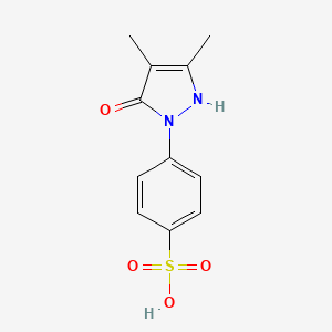 molecular formula C11H12N2O4S B12683420 p-(2,5-Dihydro-3,4-dimethyl-5-oxo-1H-pyrazol-1-yl)benzenesulphonicacid CAS No. 76128-33-1