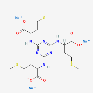 molecular formula C18H27N6Na3O6S3 B12683430 Trisodium N,N',N''-1,3,5-triazine-2,4,6-triyl(tris-DL-methionate) CAS No. 93805-91-5