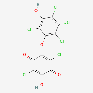 molecular formula C12H2Cl6O5 B12683492 p-Benzoquinone, 2,5-dichloro-3-hydroxy-6-(2,3,4,6-tetrachloro-5-hydroxyphenoxy)- CAS No. 5206-51-9
