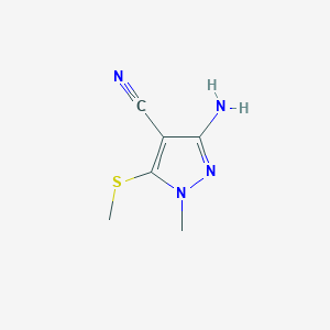 molecular formula C6H8N4S B126835 3-amino-1-methyl-5-(methylthio)-1H-pyrazole-4-carbonitrile CAS No. 151291-05-3