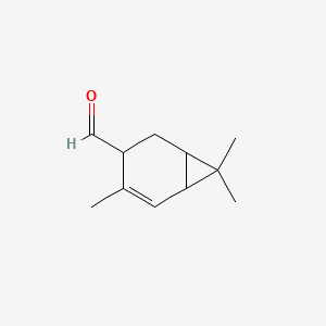 molecular formula C11H16O B12683500 4,7,7-Trimethylbicyclo[4.1.0]hept-4-ene-3-carbaldehyde CAS No. 94481-70-6