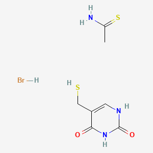 molecular formula C7H12BrN3O2S2 B12683590 Acetimidic acid, thio-, ester with 5-(mercaptomethyl)uracil,monohydrobromide CAS No. 7128-98-5