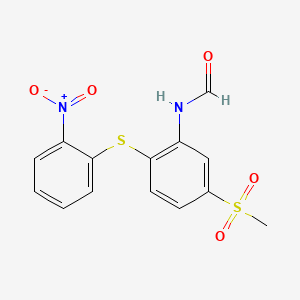 molecular formula C14H12N2O5S2 B12683644 N-(5-(Methylsulphonyl)-2-((2-nitrophenyl)thio)phenyl)formamide CAS No. 93778-18-8