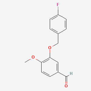 molecular formula C15H13FO3 B1268368 3-[(4-Fluorobenzyl)oxy]-4-methoxybenzaldehyde CAS No. 351066-28-9