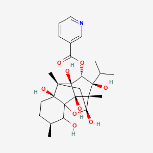molecular formula C26H35NO9 B12683768 Ryanodyl 3-(pyridine-3-carboxylate) 