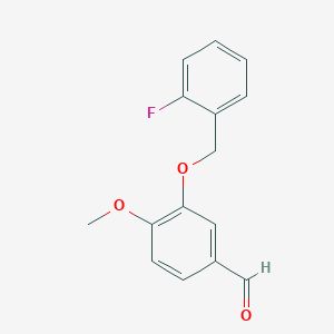 molecular formula C15H13FO3 B1268377 3-[(2-Fluorobenzyl)oxy]-4-methoxybenzaldehyde CAS No. 384857-20-9