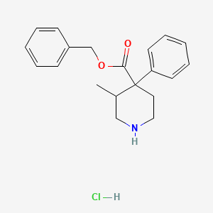 molecular formula C20H24ClNO2 B12683928 Benzyl 3-methyl-4-phenylpiperidine-4-carboxylate hydrochloride CAS No. 83898-33-3