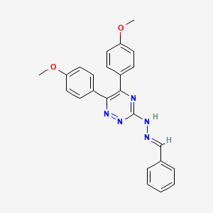 molecular formula C24H21N5O2 B12684029 Benzaldehyde, (5,6-bis(4-methoxyphenyl)-1,2,4-triazin-3-yl)hydrazone CAS No. 102429-88-9