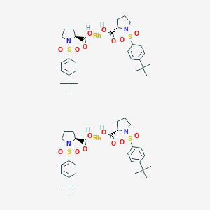 molecular formula C60H84N4O16Rh2S4 B126841 (2S)-1-(4-Tert-butylphenyl)sulfonylpyrrolidine-2-carboxylic acid;rhodium CAS No. 154975-39-0