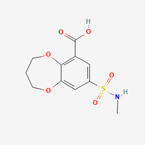 molecular formula C11H13NO6S B12684185 3,4-Dihydro-8-((methylamino)sulphonyl)-2H-benzo-1,5-dioxepin-6-carboxylic acid CAS No. 66410-82-0