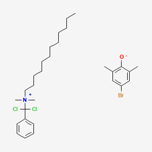 molecular formula C29H44BrCl2NO B12684248 4-bromo-2,6-dimethylphenolate;[dichloro(phenyl)methyl]-dodecyl-dimethylazanium CAS No. 85940-48-3