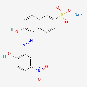molecular formula C16H10N3NaO7S B12684252 Sodium 6-hydroxy-5-((2-hydroxy-5-nitrophenyl)azo)naphthalene-2-sulphonate CAS No. 3624-64-4