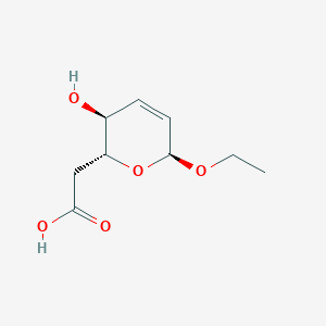 molecular formula C9H14O5 B126843 2-[(2R,3S,6S)-6-ethoxy-3-hydroxy-3,6-dihydro-2H-pyran-2-yl]acetic Acid CAS No. 148379-83-3