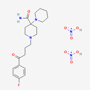 molecular formula C21H32FN5O8 B12684303 1'-[4-(4-Fluorophenyl)-4-oxobutyl][1,4'-bipiperidine]-4'-carboxamide dinitrate CAS No. 83863-66-5
