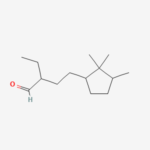 molecular formula C14H26O B12684375 alpha-Ethyl-2,2,3-trimethylcyclopentanebutyraldehyde CAS No. 93840-83-6