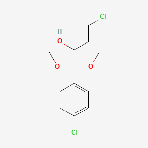 molecular formula C12H16Cl2O3 B12684381 4-Chloro-alpha-(2-chloroethyl)-beta,beta-dimethoxyphenethyl alcohol CAS No. 94109-63-4