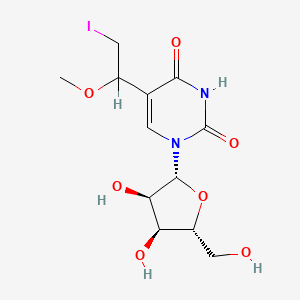 molecular formula C12H17IN2O7 B12684386 5-(1-Methoxy-2-iodoethyl)uridine CAS No. 123881-97-0