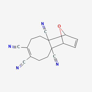 molecular formula C16H12N4O B12684430 1,4-Epoxybenzocyclooctene-4a,7,8,10a-tetracarbonitrile, 1,4,5,6,9,10-hexahydro- CAS No. 62249-51-8