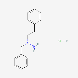 molecular formula C15H19ClN2 B12684500 Hydrazine, 1-benzyl-1-phenethyl-, hydrochloride CAS No. 97494-94-5