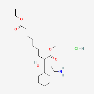 molecular formula C22H42ClNO5 B12684509 Diethyl 2-(3-amino-1-cyclohexyl-1-hydroxypropyl)nonanedioate hydrochloride CAS No. 93942-59-7