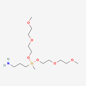 molecular formula C14H33NO6Si B12684563 9-[2-(2-Methoxyethoxy)ethoxy]-9-methyl-2,5,8-trioxa-9-siladodecan-12-amine CAS No. 88127-83-7