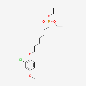 molecular formula C18H30ClO5P B12684587 Phosphonic acid, (7-(2-chloro-4-methoxyphenoxy)heptyl)-, diethyl ester CAS No. 73514-91-7