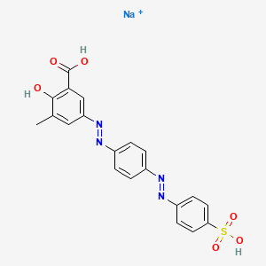 molecular formula C20H16N4NaO6S+ B12684600 3-Methyl-5-((4-((4-sulphophenyl)azo)phenyl)azo)salicylic acid, sodium salt CAS No. 93892-23-0