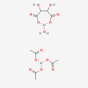 molecular formula C10H15Al2O13 B12684653 Tri(acetato-O)hydroxy(mu-(tartrato(2-)-O1,O2:O3,O4))dialuminium, stereoisomer CAS No. 97999-32-1
