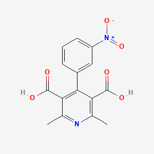molecular formula C15H12N2O6 B12684707 2,6-Dimethyl-4-(3-nitrophenyl)pyridine-3,5-dicarboxylic acid CAS No. 88434-68-8
